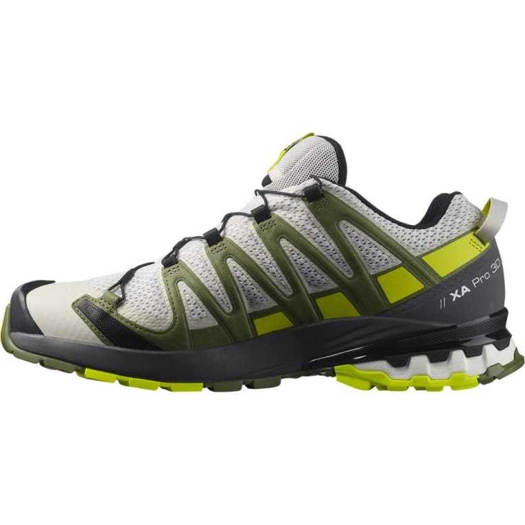 White / Olive Salomon Xa Pro 3d V8 Men's Trail Running Shoes | IE TX4067